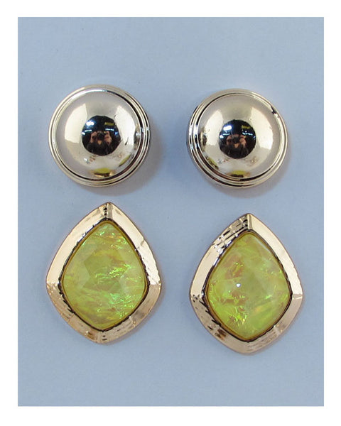 2 PC faux stone earrings