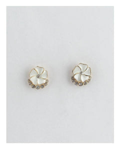 Color enamel clear rhinestone flower studs earrings