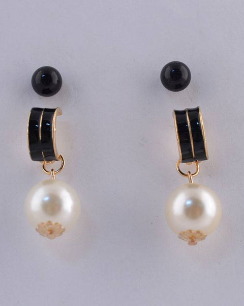 Semi Hoop Faux Pearl Drop Earrings