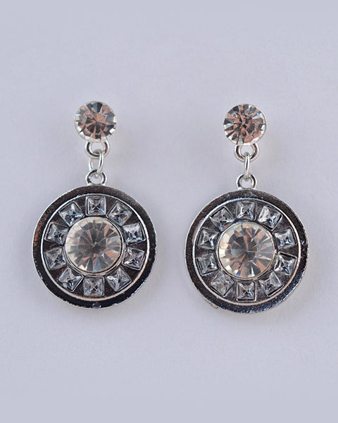Crystal Studded Circle Drop Earring