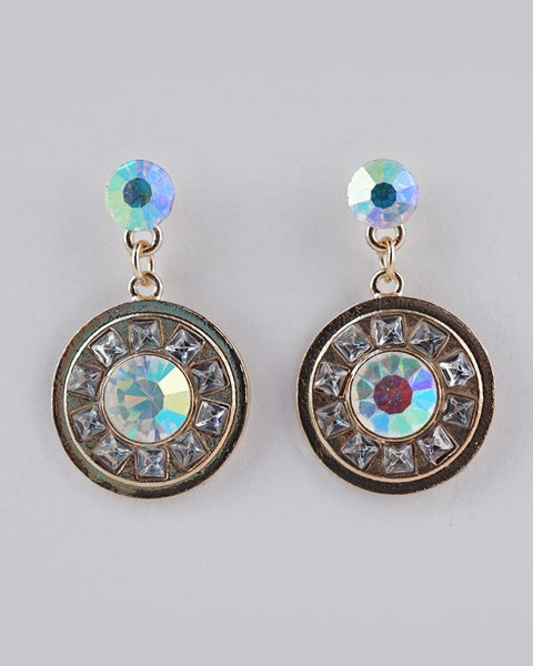Crystal Studded Circle Drop Earring