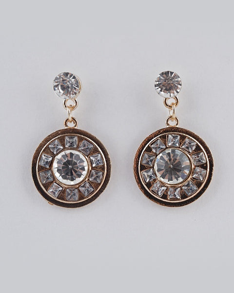 Crystal Studded Circle Drop Earring