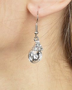 Triangular Crystal Cluster Drop Earring with Multifaceted Crystal Accent