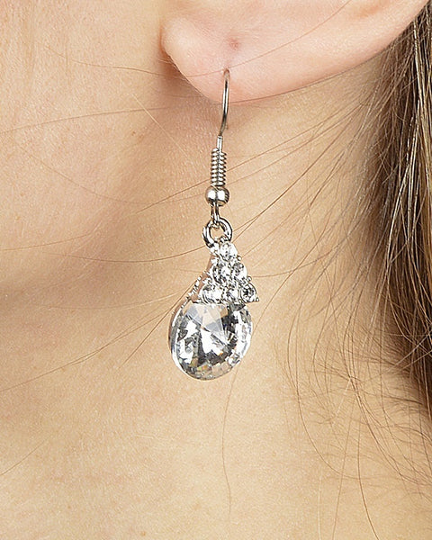 Triangular Crystal Cluster Drop Earring with Multifaceted Crystal Accent