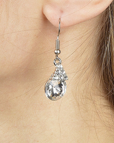 Triangular Crystal Cluster Drop Earring with Multifaceted Crystal Accent