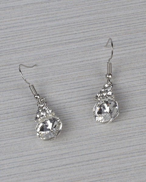 Triangular Crystal Cluster Drop Earring with Multifaceted Crystal Accent