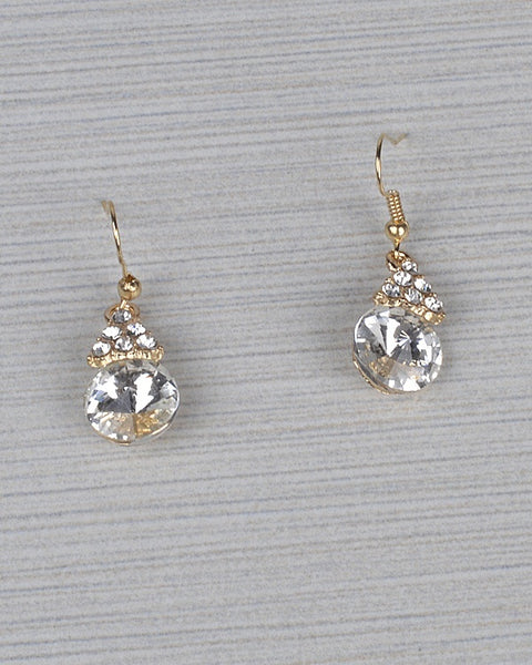 Triangular Crystal Cluster Drop Earring with Multifaceted Crystal Accent