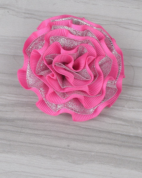 Ruffled Ribbon  Round Hair Clip