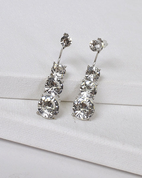 Multifaceted Crystal Three Tier Drop Earrings