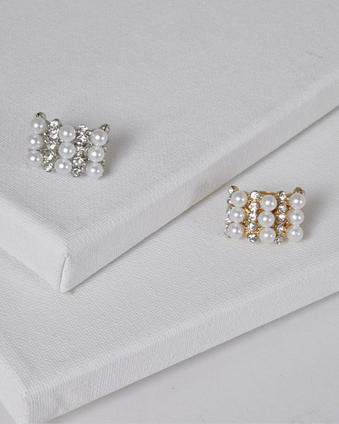 Faux Pearl and Stone Studded Adjustable Ring id.31462