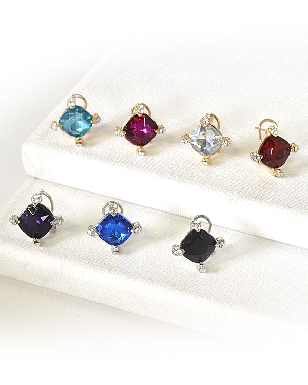 Crystal and Stone Embellished Stud Earrings
