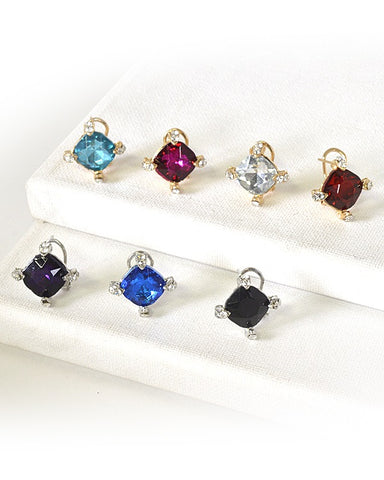 Crystal and Stone Embellished Stud Earrings