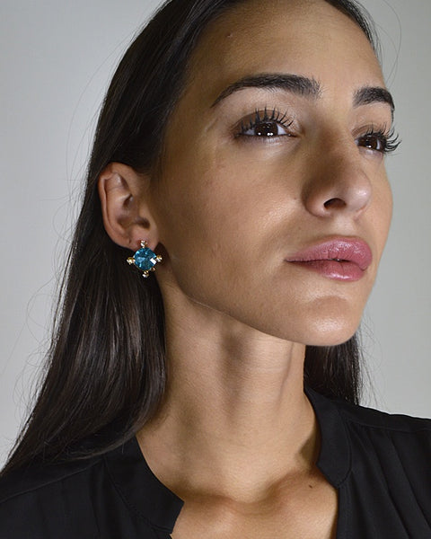 Crystal and Stone Embellished Stud Earrings