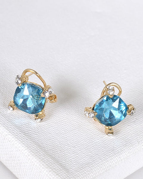 Crystal and Stone Embellished Stud Earrings