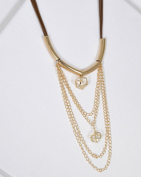 Crystal and Rolo Chain Embellished Necklace