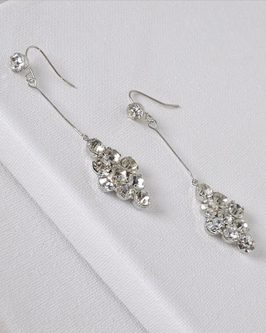 Rhombus Shaped Crystal Embellished Drop Earrings