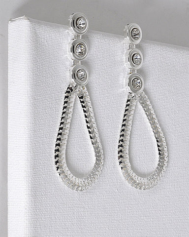 Crystal Studded Tear Drop Shaped Drop Earrings