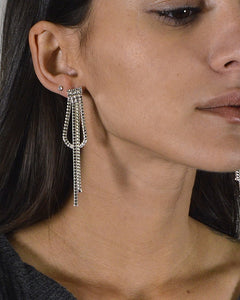 Crystal Studded Tear Drop Shaped Drop Earrings