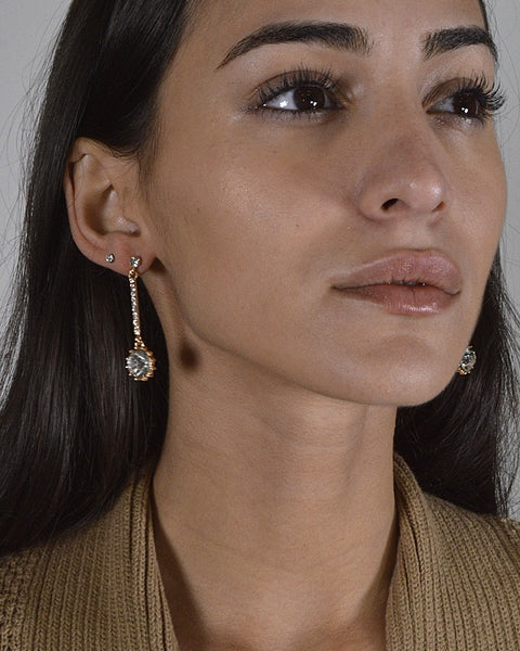 Rhinestones and Crystal Studded Drop Earrings