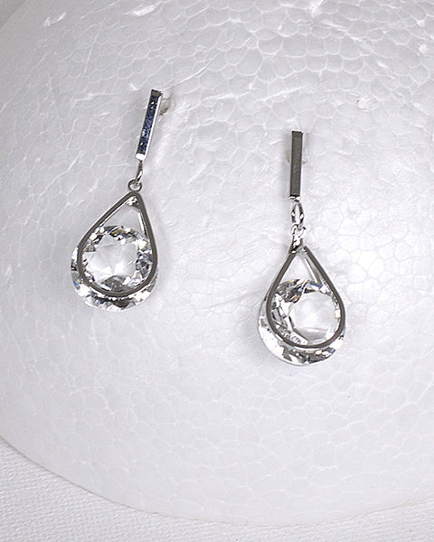 Drop Earrings with Clear Crystals