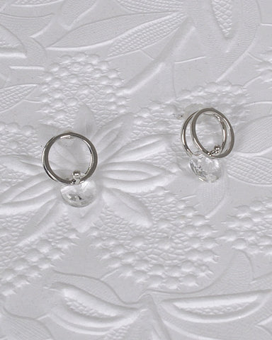 Crystal Studded Double Round Drop Earrings