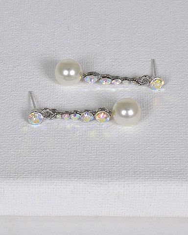 Pearl and Stone Studded Drop Earrings