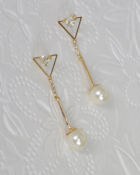 Crystal and Rhinestone Studded Pearl Drop Earrings