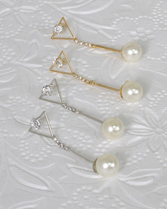 Crystal and Rhinestone Studded Pearl Drop Earrings