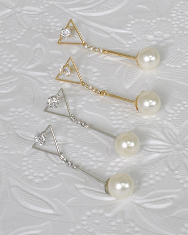 Crystal and Rhinestone Studded Pearl Drop Earrings