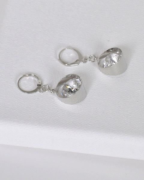 Crystal Studded Ring Design Earrings with Lever Back Closure