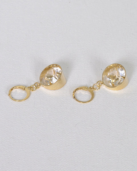 Crystal Studded Ring Design Earrings with Lever Back Closure