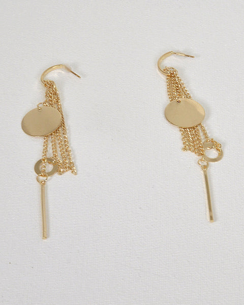 Metal Detailing Drop Earrings with Interlink Chain Accents
