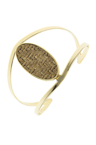 Zig zag patterned oval open cuff bracelet