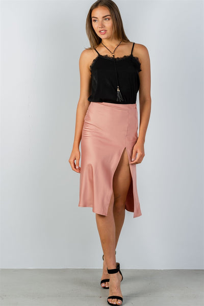 Ladies fashion side slit midi skirt
