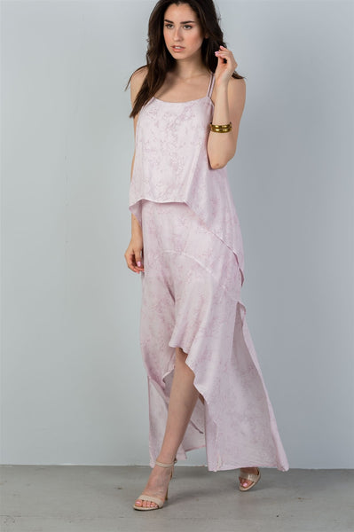 Ladies fashion mauve strappy-low back maxi dress