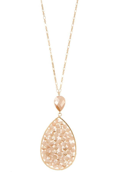 Ladies faceted wired teardrop long necklace