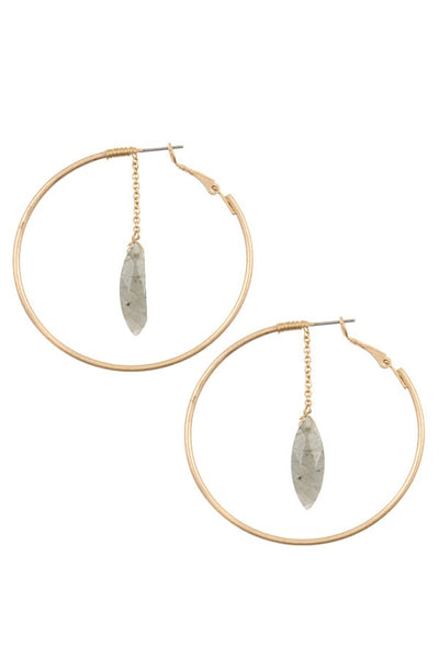 Ladies faceted semi precious marquise link round earring