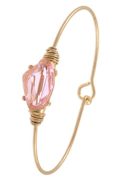Ladies faceted gem accent bangle bracelet