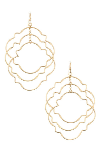 Ladies fashion multi link quatrefoil dangle earring