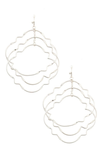 Ladies fashion multi link quatrefoil dangle earring