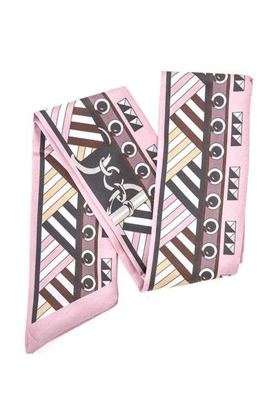 Multi functional mix print skinny lonf scarf