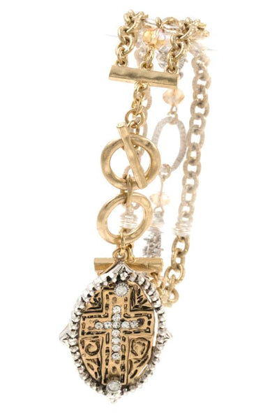 Multi chain cross charm bracelet