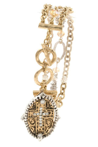 Multi chain cross charm bracelet