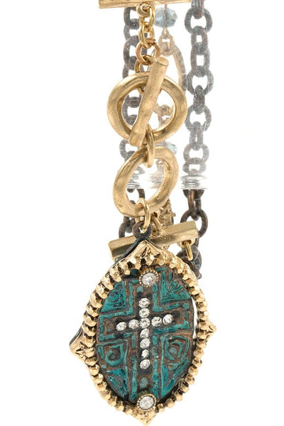 Multi chain cross charm bracelet