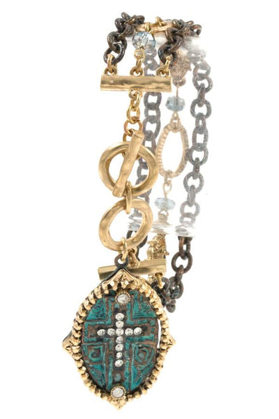 Multi chain cross charm bracelet
