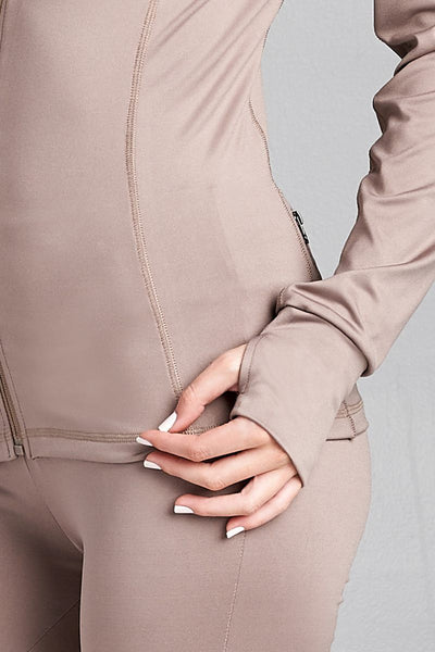 Ladies fashion solid track jacket