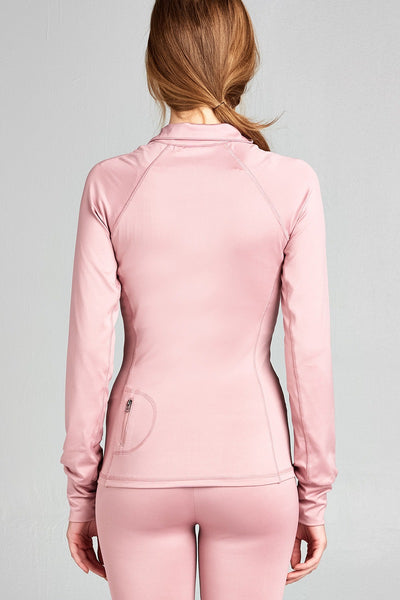 Ladies fashion solid track jacket