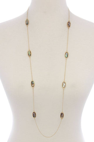 Oval shape stone long necklace