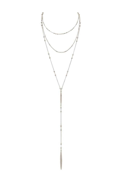 Metal beaded y shape multi layered necklace