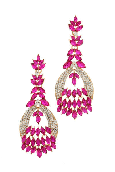 Marquise shape rhinestone post drop earring
